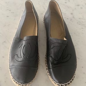 Black Chanel CC Logo Lambskin Espadrilles